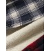 Mens Patchwork Plaid Warm Fleece Lined Long Sleeve Hooded Jacket