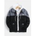 Mens Patchwork Design Pocket Zipper Shearling Long Sleeve Jacket