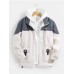 Mens Patchwork Design Pocket Zipper Shearling Long Sleeve Jacket