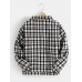 Mens Plaid Double Pockets Woolen Thick Button Lapel Casual Jacket