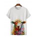 Watercolor Sheep Crew Neck Short Sleeve T-Shirt